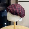 Кепка газетчика в литературную клетку в корейском стиле для мужчин и женщин, осенне-зимняя, ретро, шерстяная шляпа художника, берет с неровной плиссировкой и откидным козырьком