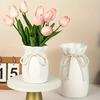 2PC Bow Design Flower Vase Set Modern Nordic Plastic Decorative Plant Bottles Desktop Ornaments Creative Home Art
