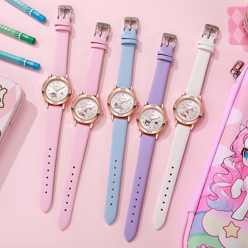 Женские кожаные часы Sanrio с мультяшным дизайном - Легкая роскошь и модный дизайн