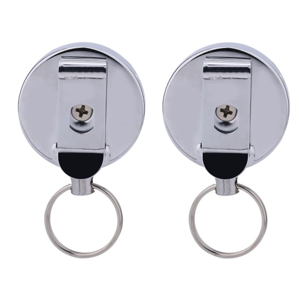 2 Pcs Metal Retractable Pull Chain 65cm Pull Chain Reel Retractable Badge Holder Education Sector