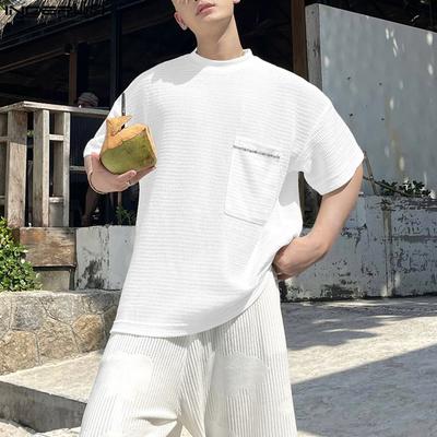 Летние мужские футболки с коротким рукавом, полые, просвечивающие, повседневные, свободные, базовые