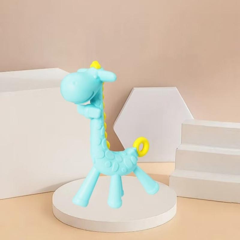 Цельный силиконовый прорезыватель Жираф Мультяшный Детский Кольцо-прорезыватель Силиконовый Грызунок-подвеска без БФА Подарок для прорезывания зубов Игрушка для младенцев