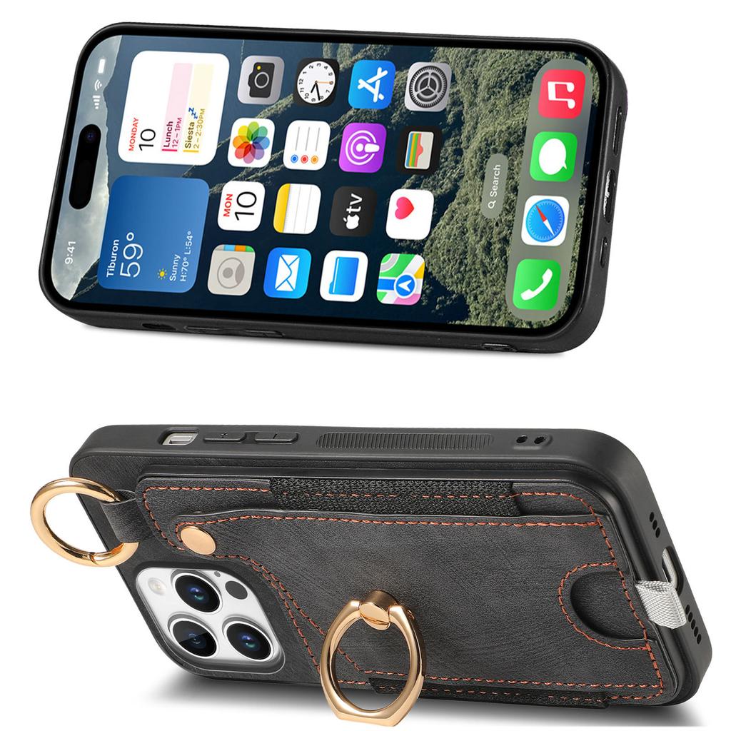 Кольцо-подставка, держатель для карточек, чехол-кошелек для iPhone, Samsung, Xiaomi, Google, задняя крышка из искусственной кожи