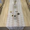 White Retro Lace Mesh Shawl: French Embroidered Decorative Table Runner