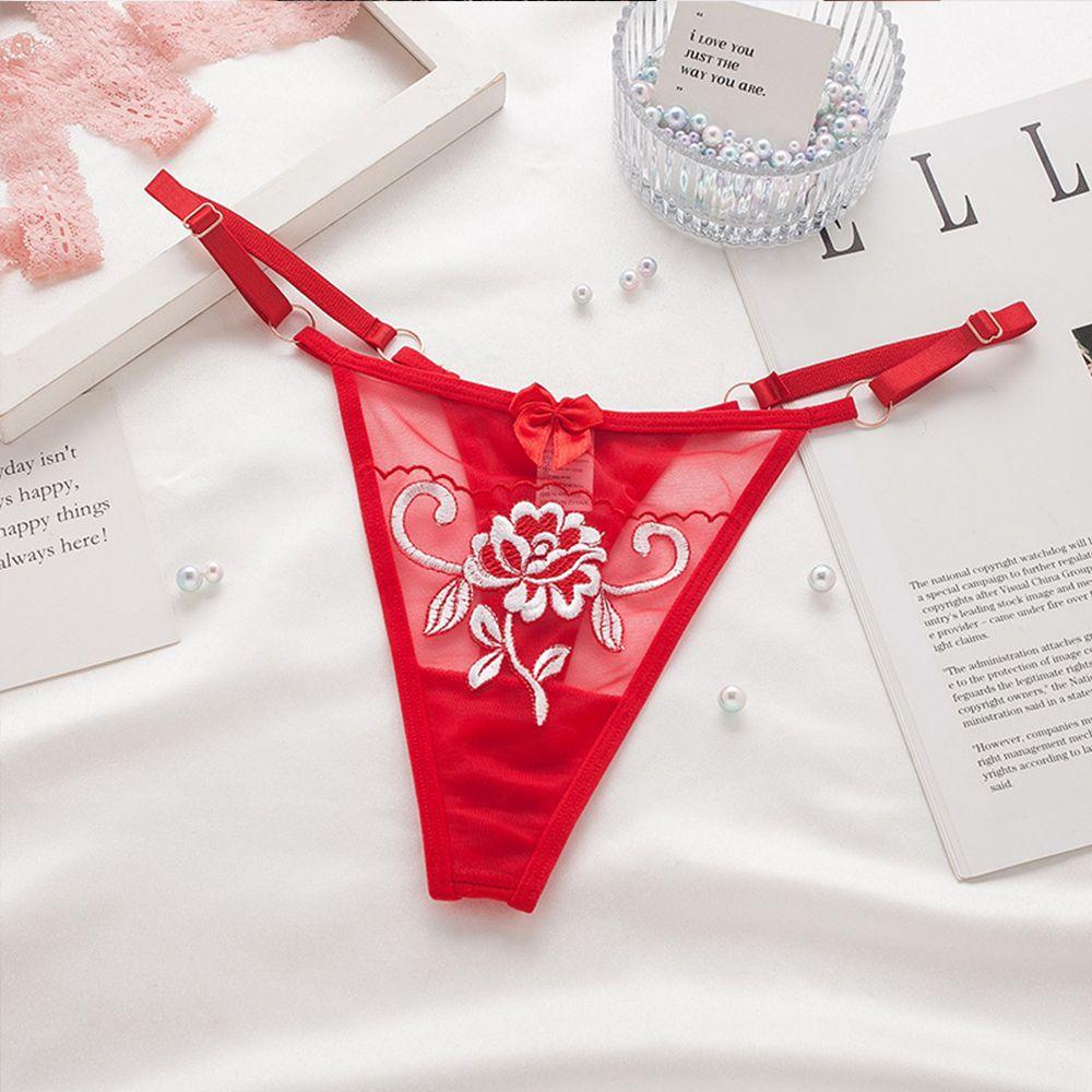 Girls Low waist Intimates Women  T-back Seamless  Briefs Ladies Bandage Thongs Lace Bow Panties