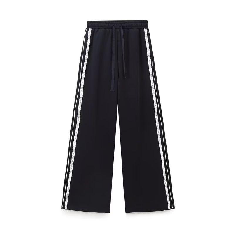 Kaslead New Arrival Women's Fashion-Style Embroidery Trim Sweatshirt Casual Pants 0264479 0264478