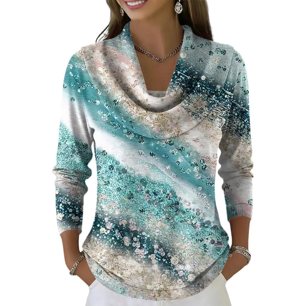 Женский повседневный и модный свитер с круглым вырезом, длинными рукавами и принтом