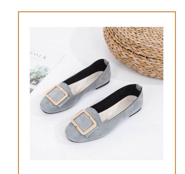 Women's Large Size Beef Tendon Sole Square Toe Shallow Fashion Suede Shoes