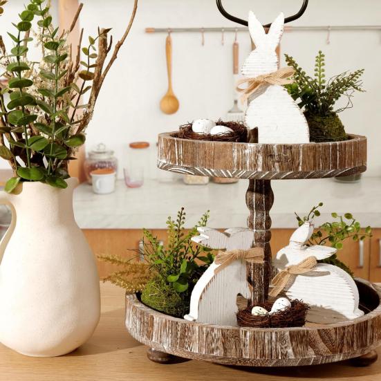 1 Набор Пасхальный Кролик Настольная Табличка Фермерский Рустикальный Декор Кролика Дом Офис Весна Пасхальный Праздник Вечеринка Центральное Украшение Стола