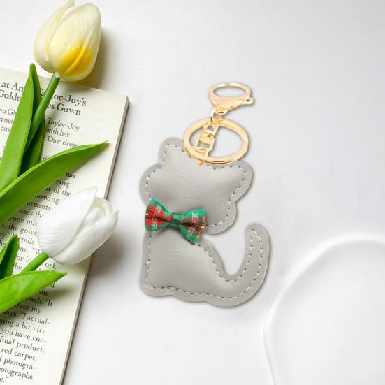 Брелок-кулон с мультяшным котом и бантом, декор из искусственной кожи, очаровательный брелок с котенком, изящная подвеска для сумки
