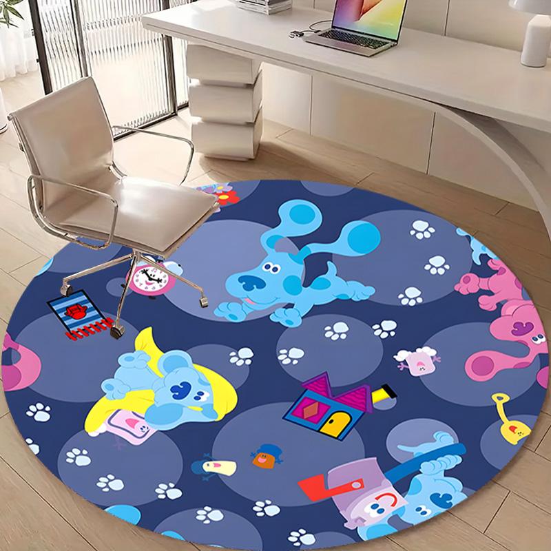 1pc Pistas da Blue Blue’s Clues2 Design Printed Area Round Carpet for Bedroom Living Room Home Decor Rugs Mat Non Slip Mat Rug for Bedside