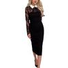 2025 Европейское и американское женское сексуальное облегающее платье с кружевной отделкой