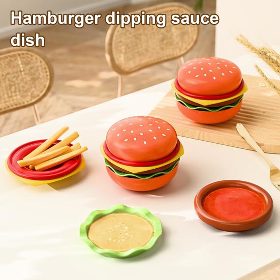 Hamburger Appetizer Plates Set 6-Layer Mini Plate Sets for Dessert Sauces Dip Stackable Serving Dishes for Snacks Sushi Parties