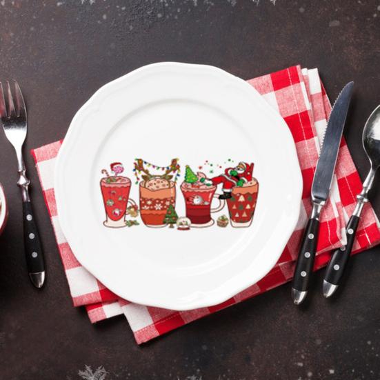 10 листов УФ-переносная наклейка DTF, рождественская тема, водонепроницаемая кружка для рукоделия, 16 унций, стеклянная чашка, обертка, набор наклеек для переноса