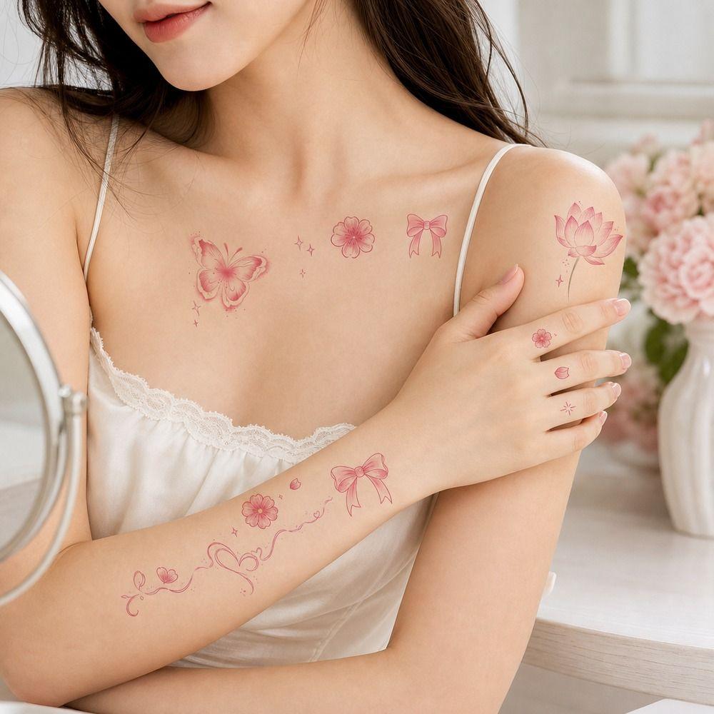 Waterproof Butterfly Temporary Tattoo Stickers Floral Pattern Fake Tattoo Stickers Body Art