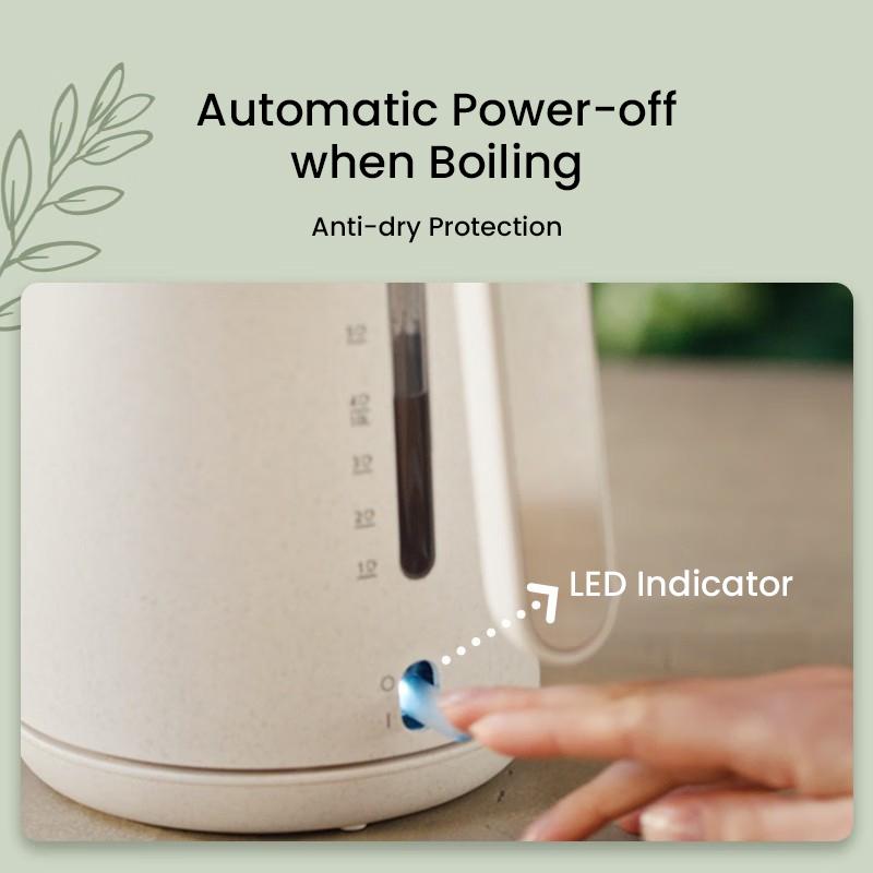 Philips Электрический чайник HD9365/10 Корпус из 100% перерабатываемого растительного биоматериала ПП, изготовлен из масла фанфлауэра, экологически чистый