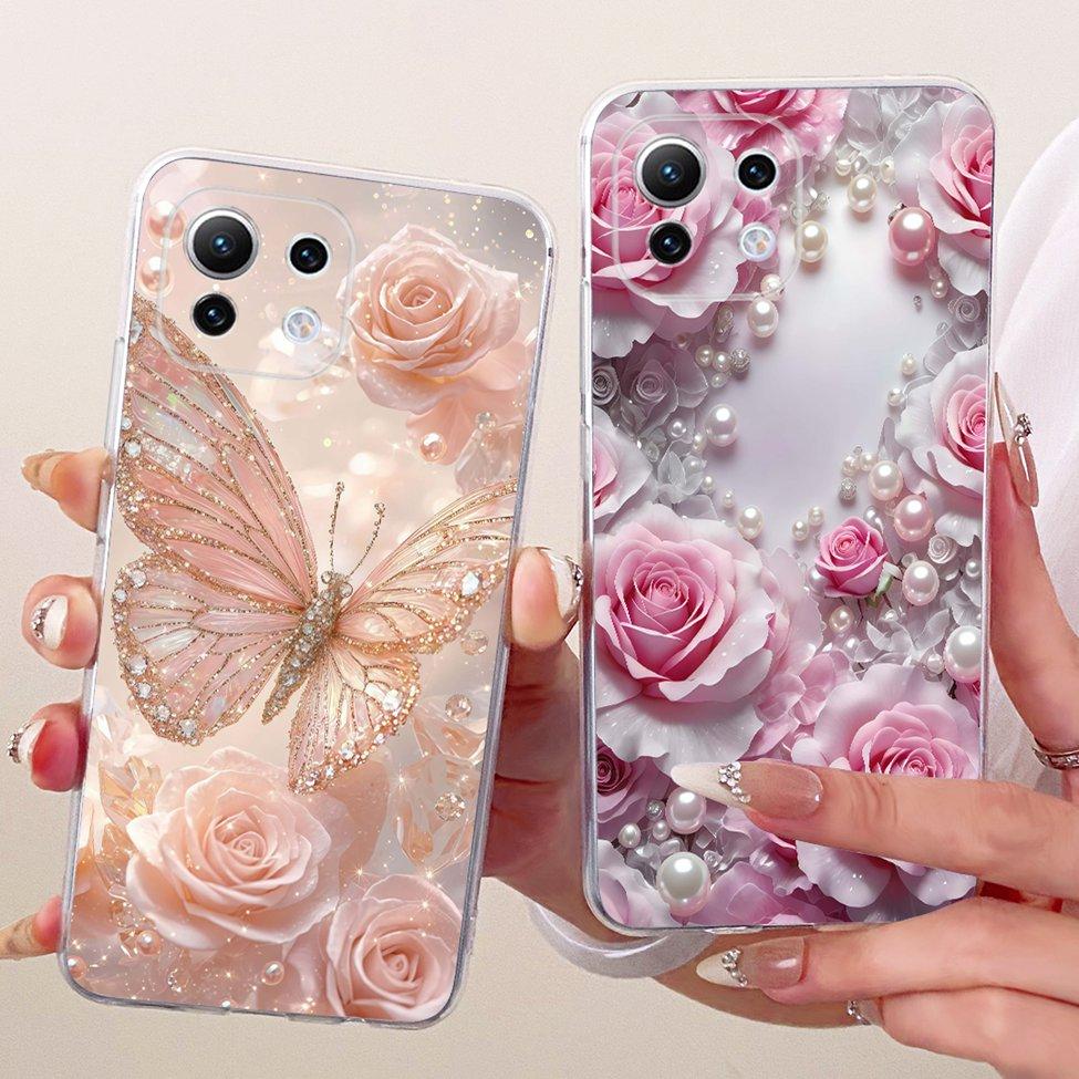 Clear Casing For Xiaomi Mi 11 Lite 4G Cover For Xiaomi Mi 11 Lite 5G Case Cute Cat Fashion Butterfly Funny Painted
