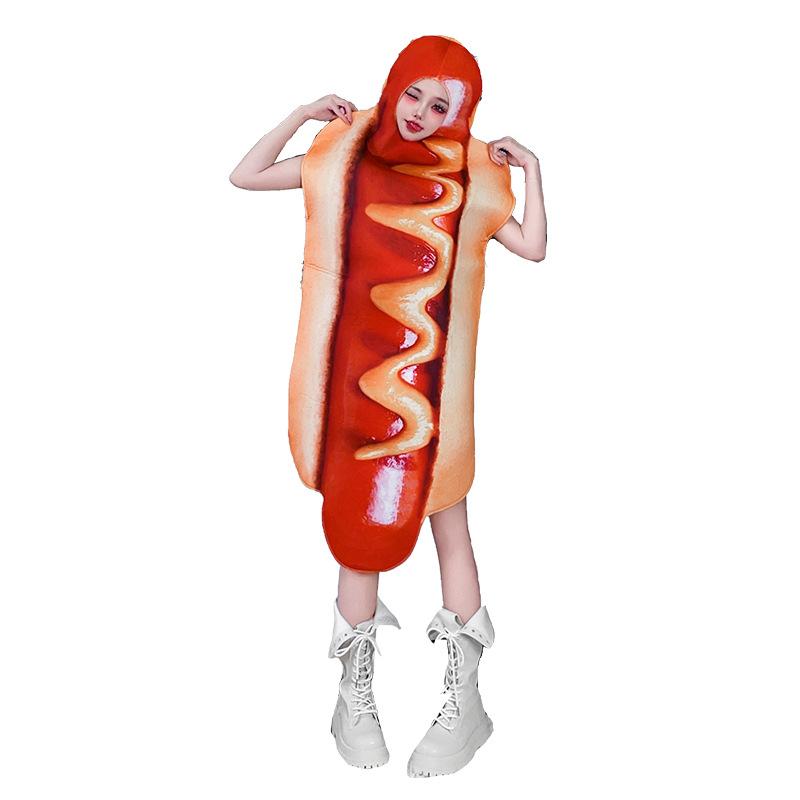 Halloween adult costume funny food hot dog cosplay costume parent-child costume party stage cartoon costume