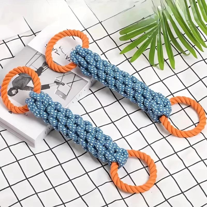 Durable Double-Ring Cotton Blend Dog Rope Toy - Bite-Resistant, Interactive Tug Play For Medium To Large Breeds use