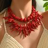Fashion Women's Necklace Versatile Multi-layer Coral Design Long Clavicle Chain Geometric Necklace Two-piece Set Women