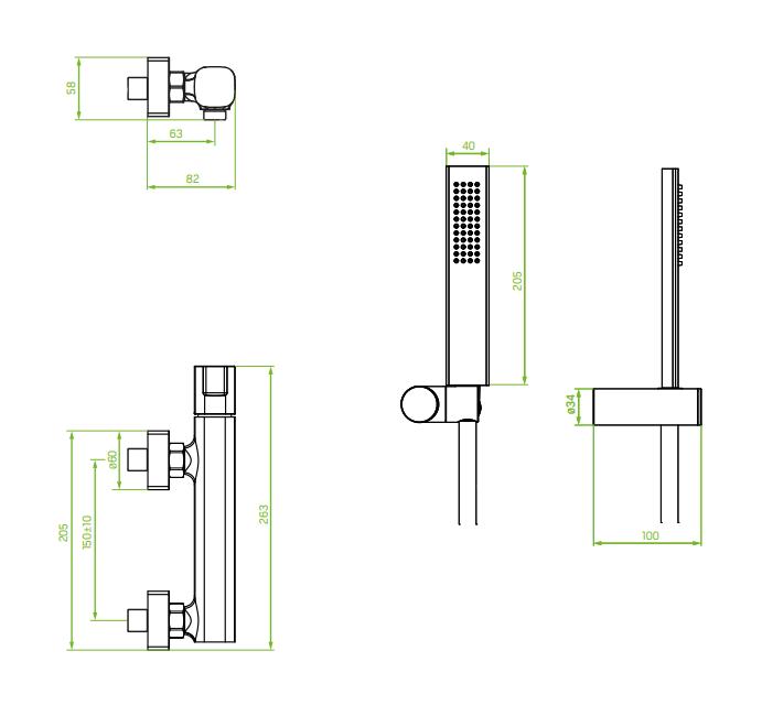 LAVEO Tores wall-mounted shower faucet with shower set, black