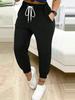 New High-waist Lace-up Sports Casual Pants Small Feet Girdle Mouth Women's Solid Color Casual Pants