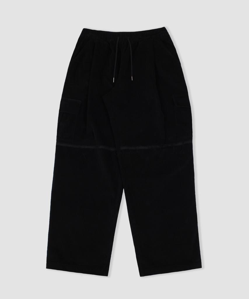 CAMEL WORK Wide Corduroy Cut Cargo Pants (Black)