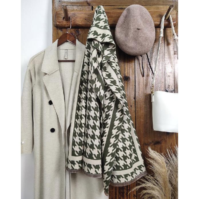 Women's winter scarf, versatile and high-end, made of faux cashmere, double-sided houndstooth pattern, thickened for warmth and protection from the