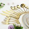Gold Dinnerware Vintage Tableware 18/10 Silverware Stainless Steel Flatware Dinner Knife Fork Spoon Wedding Xmas Western Cutlery