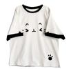 Kawaii Sweet Patchwork T-shirts Women Japanese Fashion Y2k Harajuku Cute Cat Cartoon Print Loose Tees Tops Soft Gril