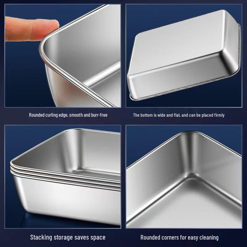 410 Stainless Steel Large Rectangular Dumpling Tray with Lid