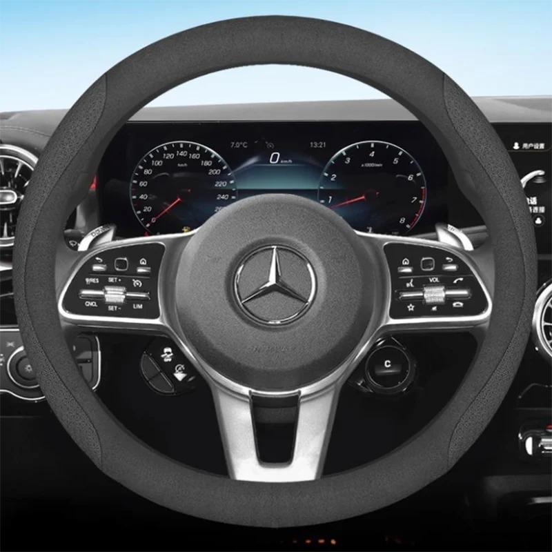 CQM1 Leather Car Steering Wheel Cover for Mercedes Benz E53 E63 S580e S680 CLA250 CLA35 CLA45 CLE53 GT53 GT63 GT55 A35 Accessories