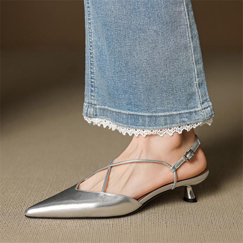 Модные новые летние сандалии из овечьей замши, женская обувь, сандалии с острым носком для женщин, модные сандалии с закрытым носком, обувь ручной работы из натуральной кожи