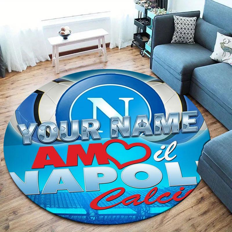 SSC Napoli Custom Name Round Area Rug,Carpet Rug for Living Room Bedroom Sofa Playroom Decor,Non-slip Floor Mat