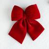 Christmas Bow Decoration Velvet Red Bow Knot Baubles Hanging Ornaments Diy Xmas Trees Pendant For Holiday Home Party Decorations