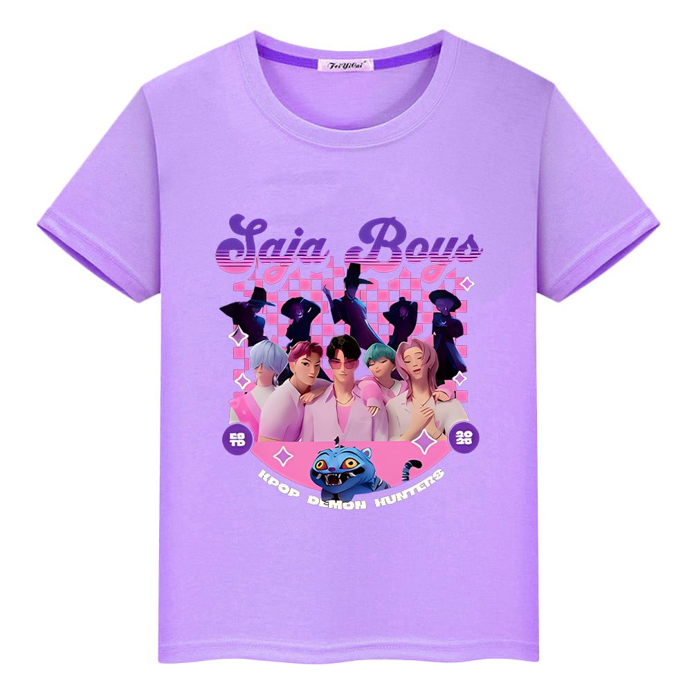 Saja Boys kpop охотники на демонов Принт 100% хлопок Милые топы y2k футболка для детей мальчика 10 лет аниме Короткий Каваий Футболки одежда для девочек