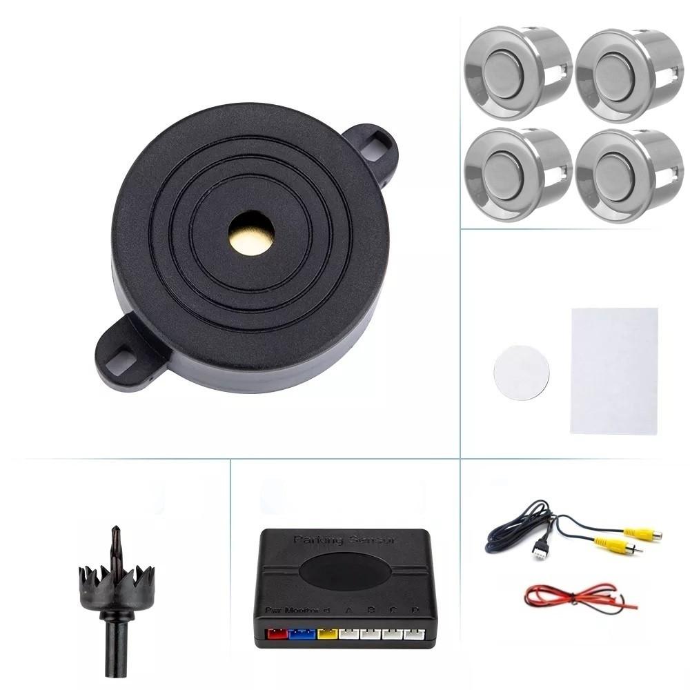 4 датчика парковки, зуммер, блок управления 12В - комплект Серый Внедорожный