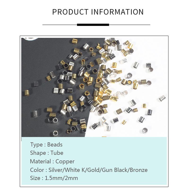 Концевые бусины 500 шт./лот браслеты для изготовления ювелирных изделий своими руками заглушки принадлежности 1,5 2,0 мм обжимные фурнитуры ожерелье медная трубка высокое качество разделительные бусины