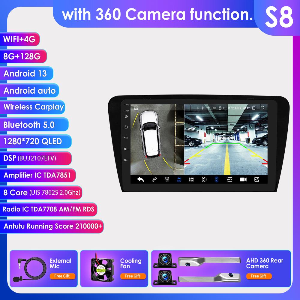 Android 13 Autoradio Carplay pour SKODA Octavia 3 2013-2018 lecteur multimédia GPS stéréo 7862 unité principale 2din autoradio écran FM