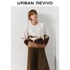 UR 2025 Spring Women's Retro Color Block Knit Sweater