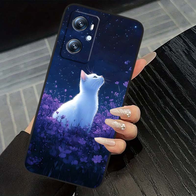 Иллюстрация мультяшного аниме-кота Для OPPO Reno 5 6 7 A96 A40 A58 Realme GT A74 A78 Neo2 A74 A78 Find X5 X3 X7 X8 Черный Чехол для Телефона