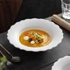 Ceramic Pure White Flower Shape Soup Plate Restaurant Deep Plate Salad Plate Pasta Plates Dessert Plates Specialty Tableware