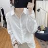 Women's Retro Cotton & Linen Lace-Stitched Long Sleeve Shirt: Spring/Summer Collection