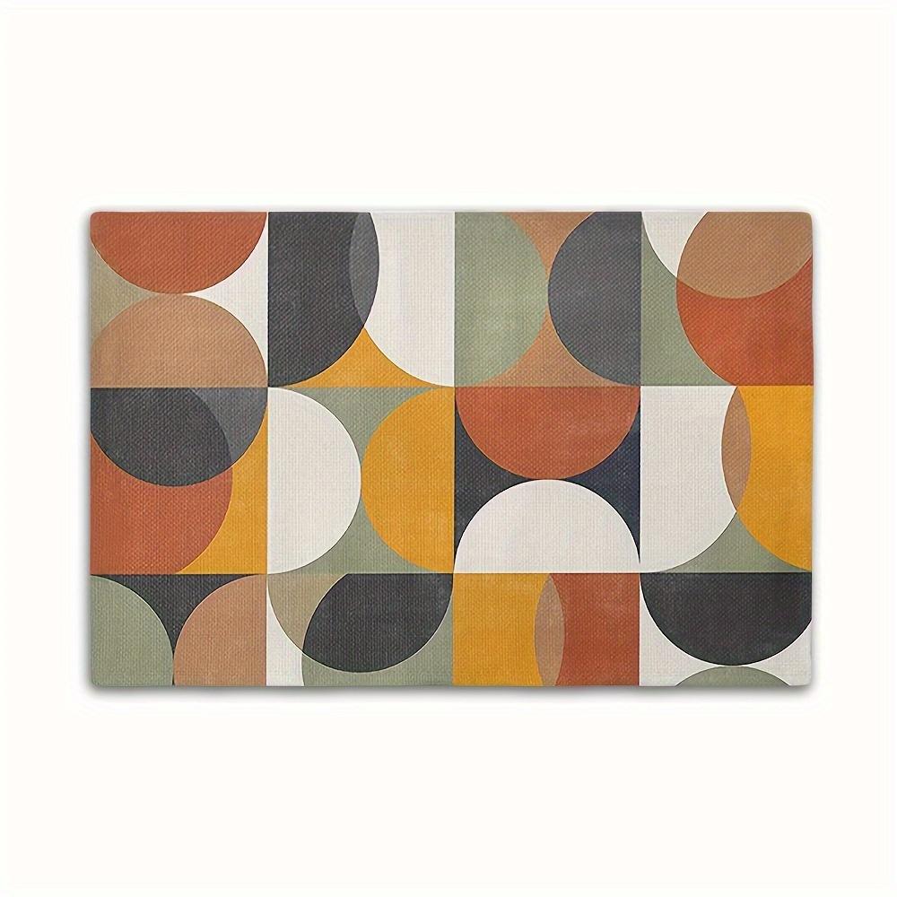 Minimalist Mid Century Abstract Geometric Heat Resistant Washable Table Placemats Kitchen Decor 4 Piece Set