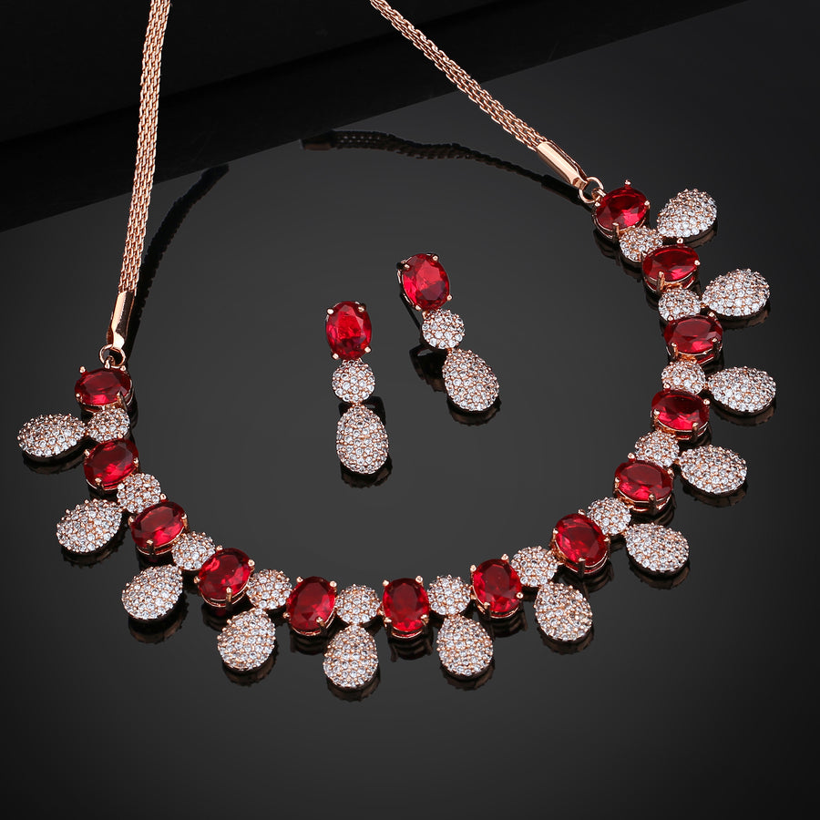Комплект ослепительного ожерелья Estele с покрытием из розового золота, цирконием, турмалином, розовыми и белыми камнями для девочек и женщин