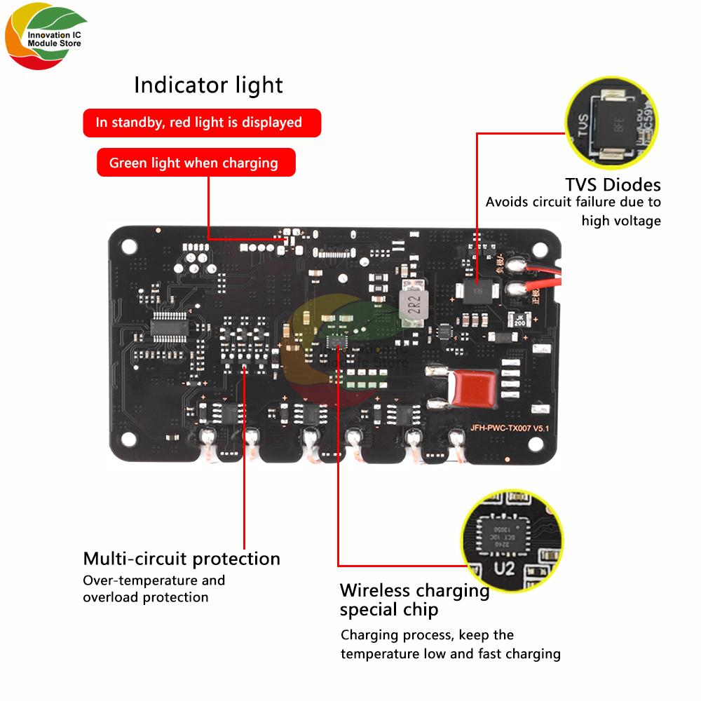 18W High-power Wireless Charger Module Type-C Interface DC11V 11V Fast Charger Charging Transmitter Circuit Board Coil Receiver