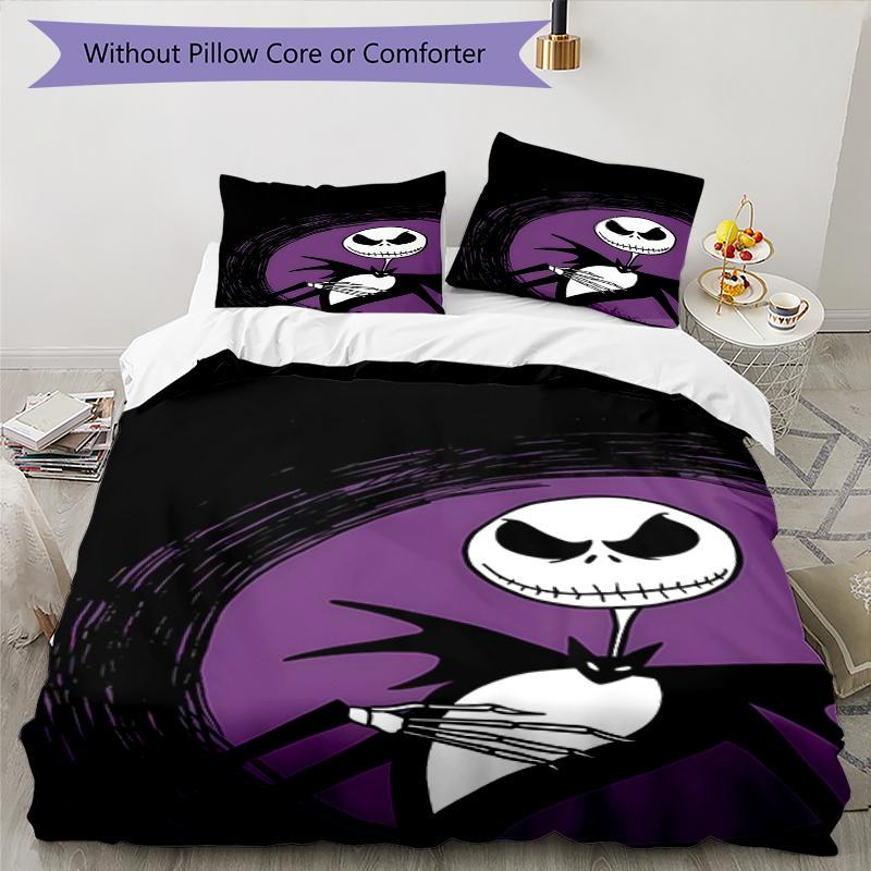 3pcs The Nightmare Before Christmas Bedding Set Duvet Cover Closure Includes 1 Duvet Cover & 2 Pillowcases, Soft and Comfortable for All Seasons.