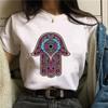 Женские футболки с принтом Hamasa Hand of Fatima Lucky Hamsa Hand Harajuku, футболки унисекс, летние черные футболки с короткими рукавами, женские футболки
