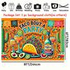 Vivid Mexican party background with colorful Mexican tortillas  Margarita  and cactus designs