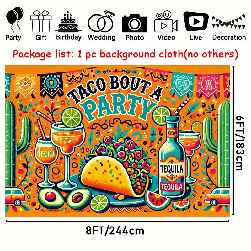 Vivid Mexican party background with colorful Mexican tortillas Margarita and cactus designs